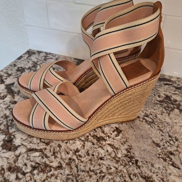 Tory Burch Frieda Platform Wedge‎ Espadrille Open Toe Sandals Heels  size 10M - Picture 5 of 12